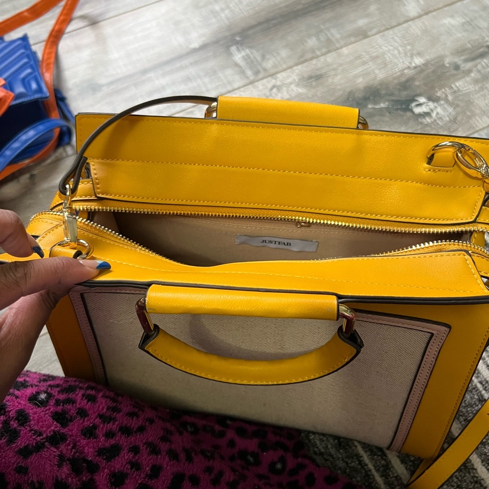 Yellow and Beige Women's Purse